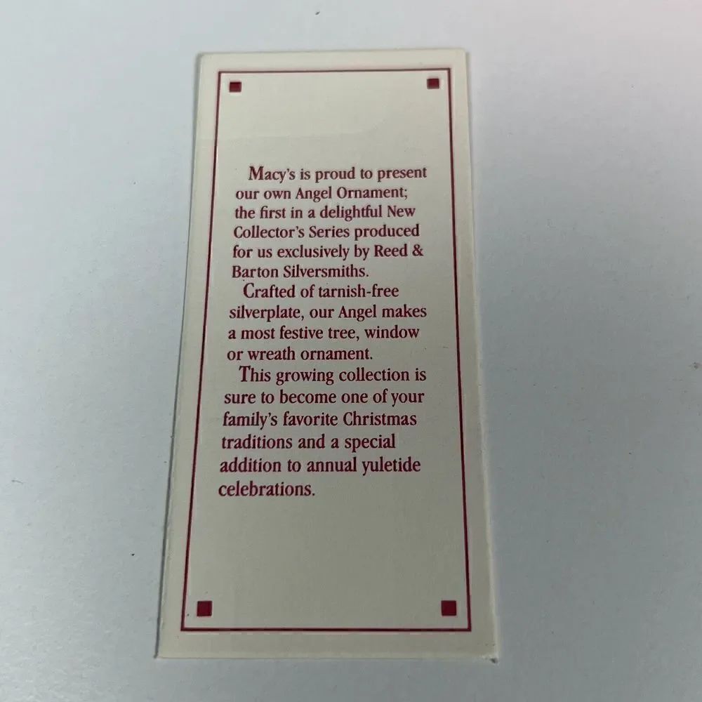 Reed & Barton Macy’s Exclusive 1st in Series Angel Ornament Silverplate